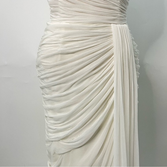 Watters 10 plunge draped mesh column 0739 gown white feminine - Picture 4 of 16